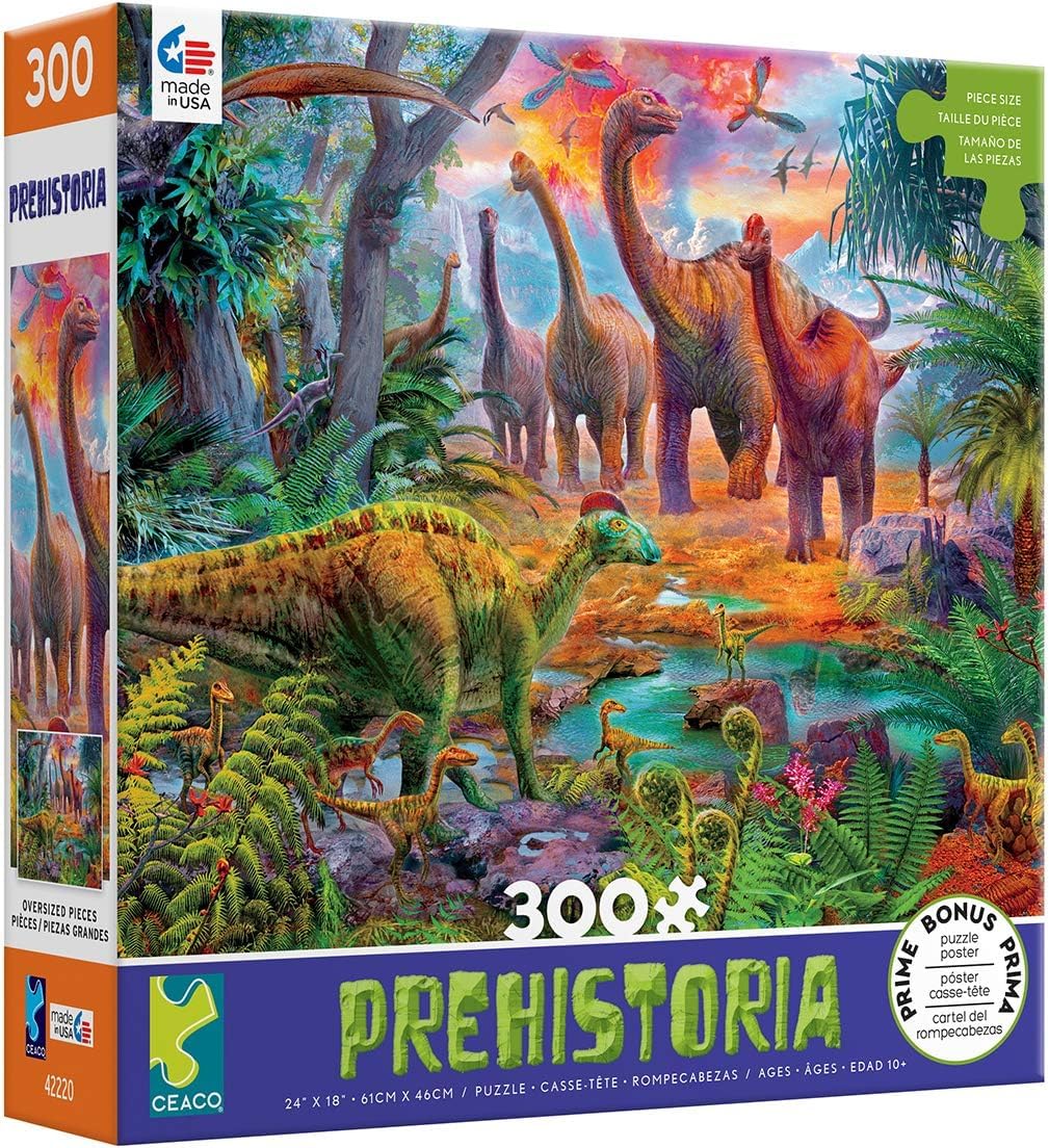 Amazon | Ceaco 先史時代の恐竜ジャングルジグソーパズル 300ピース